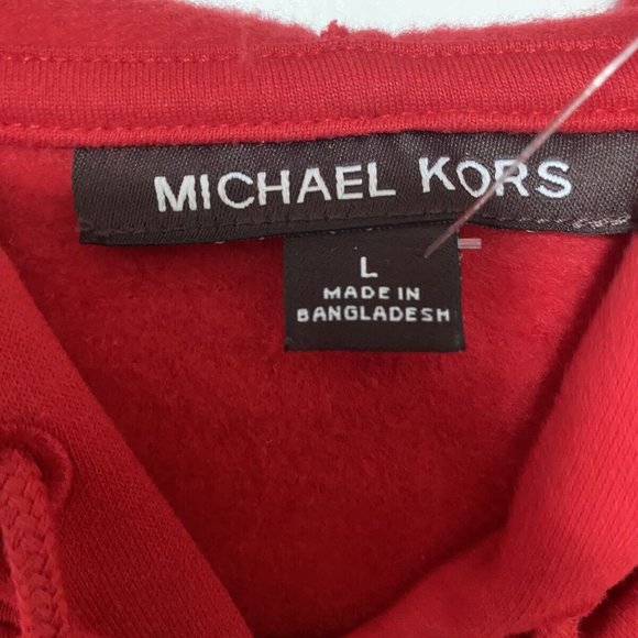 Michael Kors Red Logo Hooded Pullover Front Pocket Long Sleeve L NWOT - Picture 4 of 4